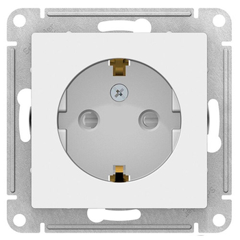 Розетка SE AtlasDesign с/з со шторками, 16А, белая, механизм - Электрика, НВА - Выключатели и розетки - Розетки - omvolt.ru
